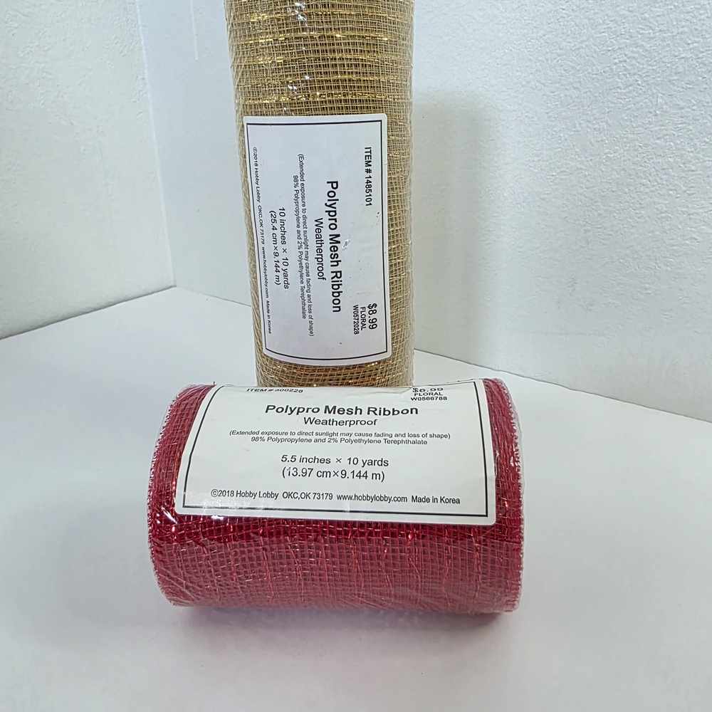 Polypro Mesh Ribbon Set - Red and Tan - Picture 12 of 15